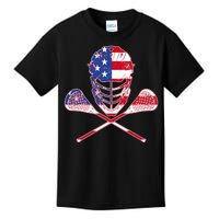 Lacrosse Sport Fan USA American Flag Kids T-Shirt