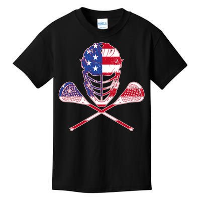 Lacrosse Sport Fan USA American Flag Kids T-Shirt