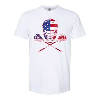 Lacrosse Sport Fan USA American Flag Softstyle® CVC T-Shirt