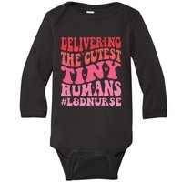 Labor And Delivery Nurse Valentines Day Groovy L&D Nurse Baby Long Sleeve Bodysuit