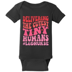 Labor And Delivery Nurse Valentines Day Groovy L&D Nurse Baby Bodysuit