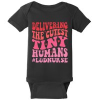 Labor And Delivery Nurse Valentines Day Groovy L&D Nurse Baby Bodysuit