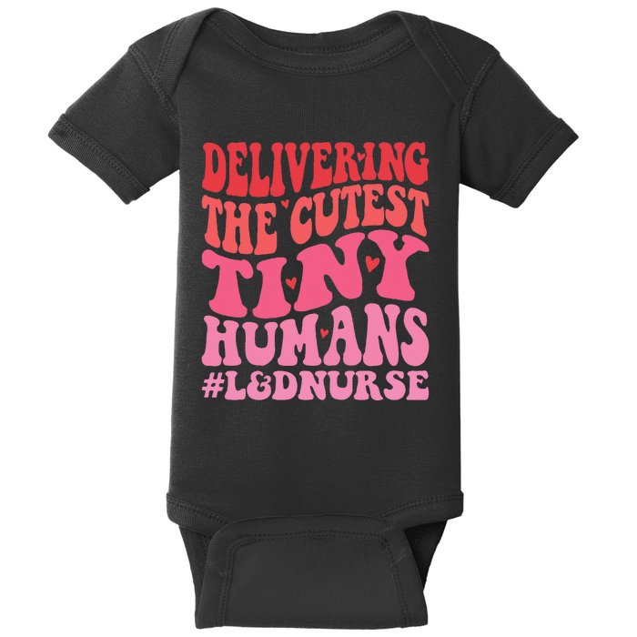 Labor And Delivery Nurse Valentines Day Groovy L&D Nurse Baby Bodysuit