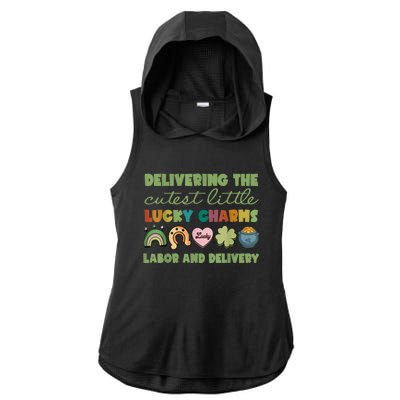 Labor And Delivery Nurse St. Patrick's Day L&D Nurse Ladies PosiCharge Tri-Blend Wicking Draft Hoodie Tank