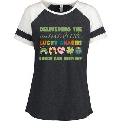 Labor And Delivery Nurse St. Patrick's Day L&D Nurse Enza Ladies Jersey Colorblock Tee