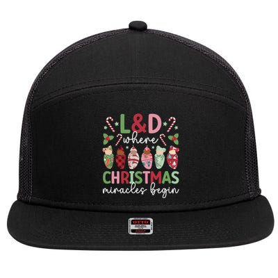 L And D Christmas Miracles L And D Nurse Xmas Party L And D Nursing Meaningful G 7 Panel Mesh Trucker Snapback Hat