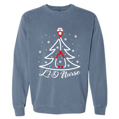 L And D Nurse Christmas Tree Stethoscope Xmas Nursing Gift Garment-Dyed Sweatshirt