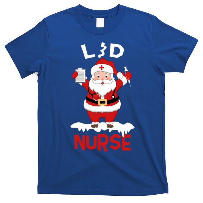 L And D Nurse Santa Claus Stethoscope Christmas Xmas Gift T-Shirt