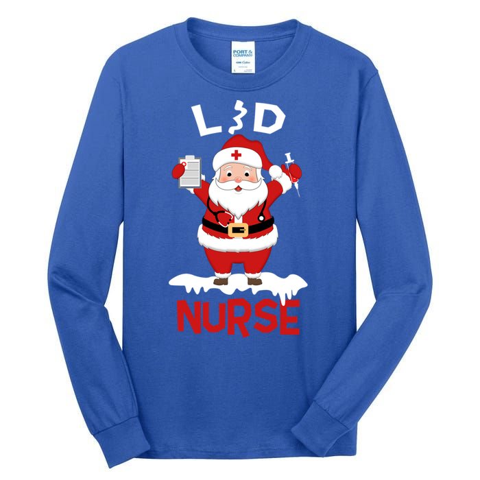 L And D Nurse Santa Claus Stethoscope Christmas Xmas Gift Tall Long Sleeve T-Shirt