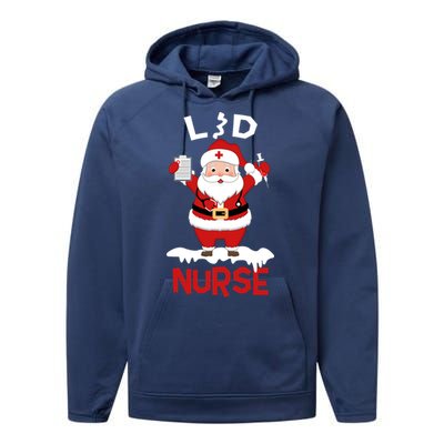 L And D Nurse Santa Claus Stethoscope Christmas Xmas Gift Performance Fleece Hoodie