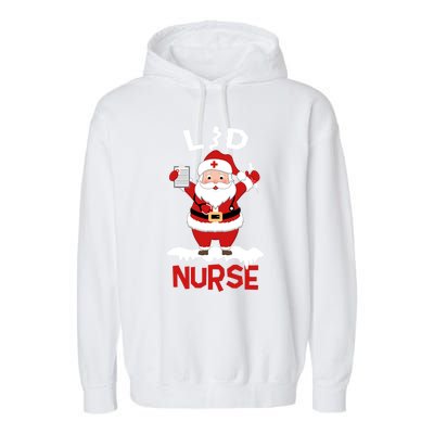 L And D Nurse Santa Claus Stethoscope Christmas Xmas Gift Garment-Dyed Fleece Hoodie