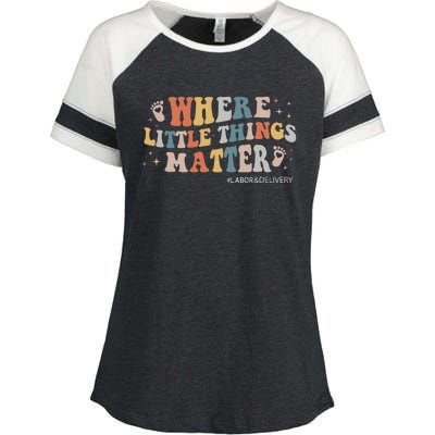 Labor and Delivery Nurse L&D Where Little Things Matter Enza Ladies Jersey Colorblock Tee