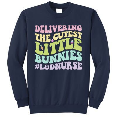 Labor And Delivery Nurse Easter Day Groovy L&D Nurse Bunnies Sweatshirt