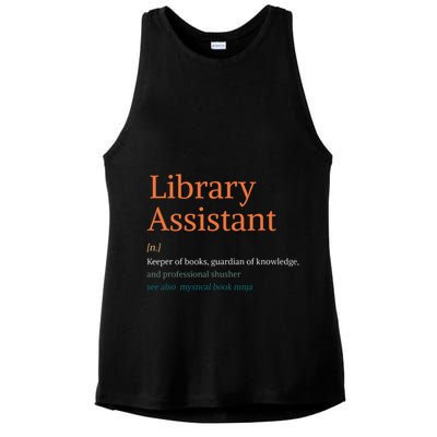 Library Assistant Definition Funny School Librarian Bookish Ladies PosiCharge Tri-Blend Wicking Tank