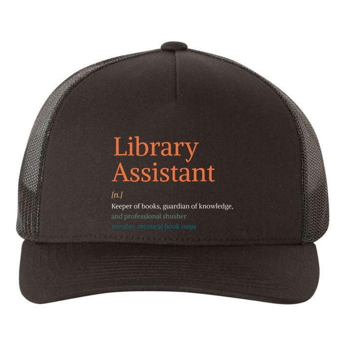 Library Assistant Definition Funny School Librarian Bookish Yupoong Adult 5-Panel Trucker Hat
