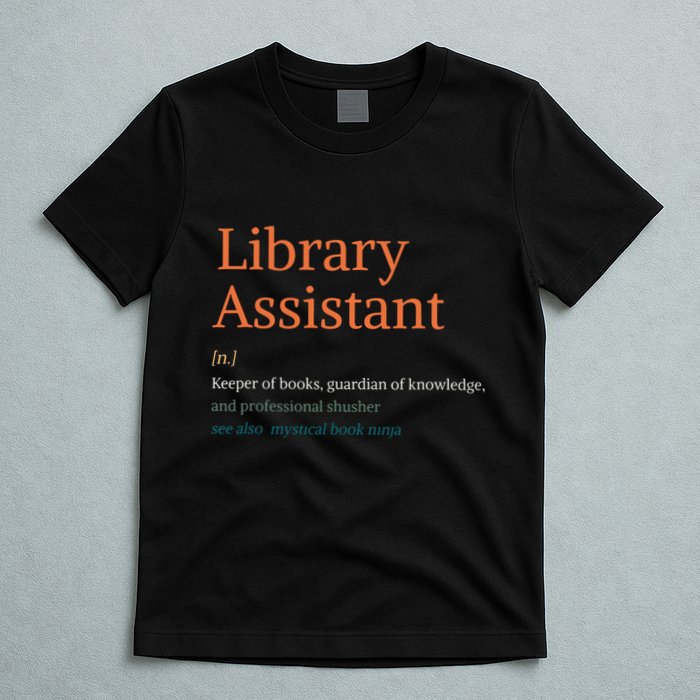 Library Assistant Definition Funny School Librarian Bookish T-Shirt