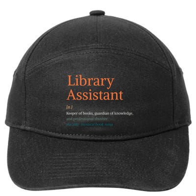 Library Assistant Definition Funny School Librarian Bookish 7-Panel Snapback Hat