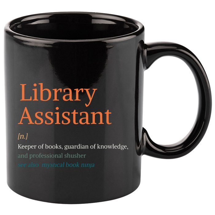 Library Assistant Definition Funny School Librarian Bookish 11oz C Handle Ceramic Mug
