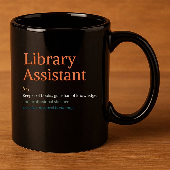 Library Assistant Definition Funny School Librarian Bookish 11oz C Handle Ceramic Mug