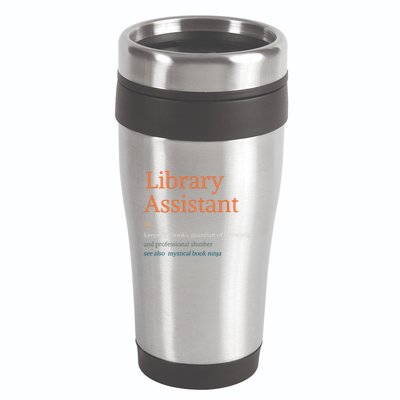 Library Assistant Definition Funny School Librarian Bookish 16oz Travel Tumbler
