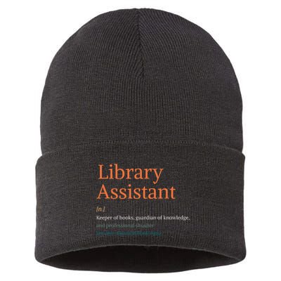 Library Assistant Definition Funny School Librarian Bookish Sustainable Knit Beanie
