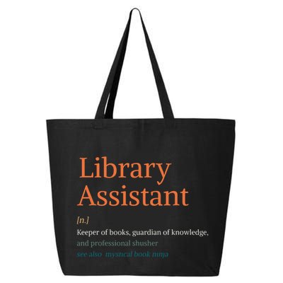 Library Assistant Definition Funny School Librarian Bookish 25L Jumbo Tote