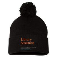 Library Assistant Definition Funny School Librarian Bookish Pom Pom 12in Knit Beanie