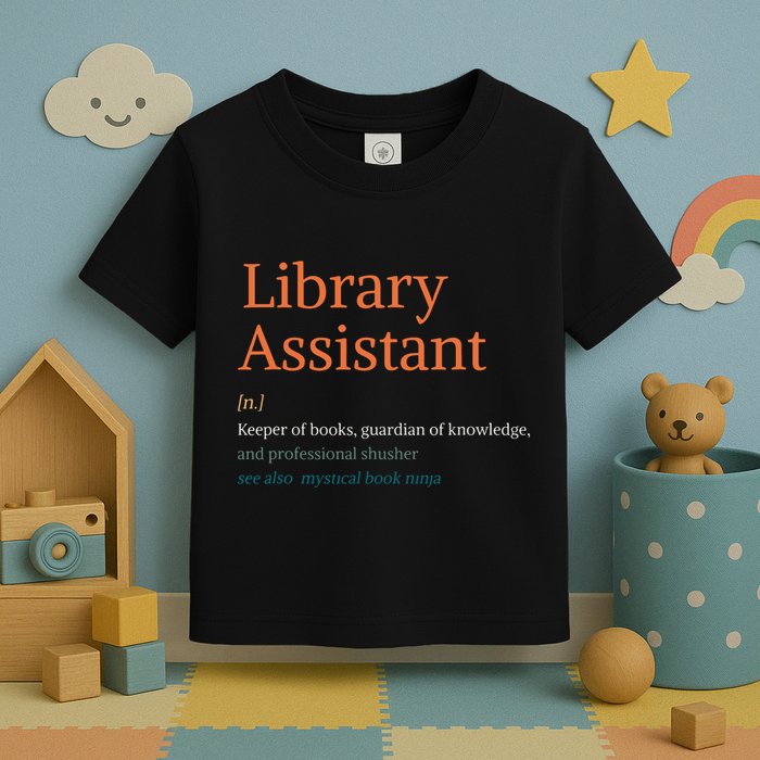 Library Assistant Definition Funny School Librarian Bookish Toddler T-Shirt