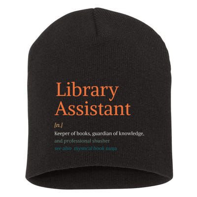 Library Assistant Definition Funny School Librarian Bookish Short Acrylic Beanie