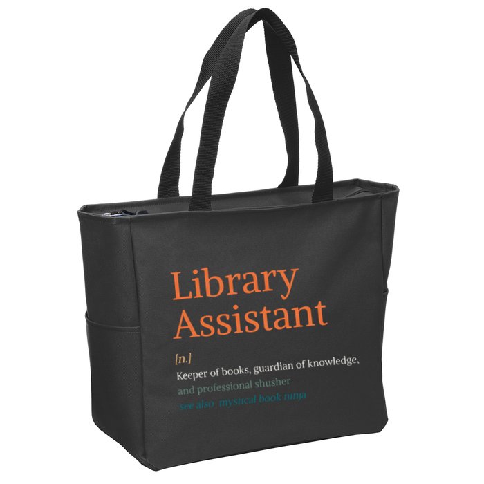 Library Assistant Definition Funny School Librarian Bookish Zip Tote Bag