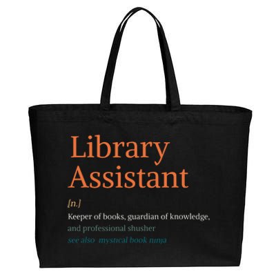 Library Assistant Definition Funny School Librarian Bookish Cotton Canvas Jumbo Tote