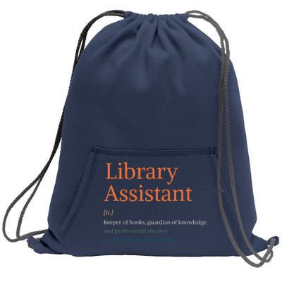 Library Assistant Definition Funny School Librarian Bookish Sweatshirt Cinch Pack Bag