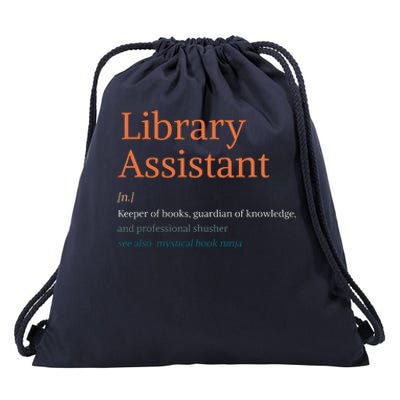 Library Assistant Definition Funny School Librarian Bookish Drawstring Bag