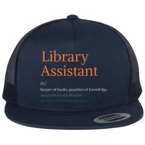 Library Assistant Definition Funny School Librarian Bookish Flat Bill Trucker Hat