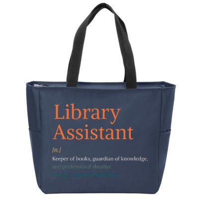 Library Assistant Definition Funny School Librarian Bookish Zip Tote Bag