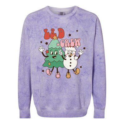 L And D Crew Groovy Retro Christmas L And D Nurse Christmas Tree Cool Gift Colorblast Crewneck Sweatshirt