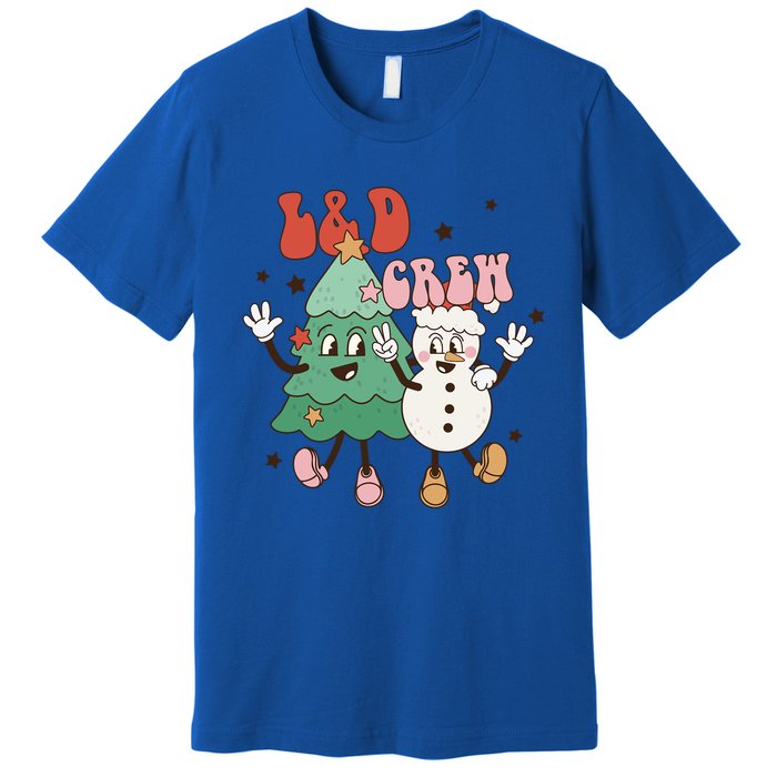 L And D Crew Groovy Retro Christmas L And D Nurse Christmas Tree Cool Gift Premium T-Shirt