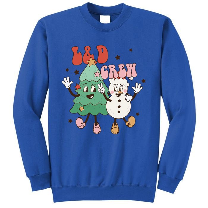 L And D Crew Groovy Retro Christmas L And D Nurse Christmas Tree Cool Gift Tall Sweatshirt