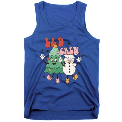 L And D Crew Groovy Retro Christmas L And D Nurse Christmas Tree Cool Gift Tank Top