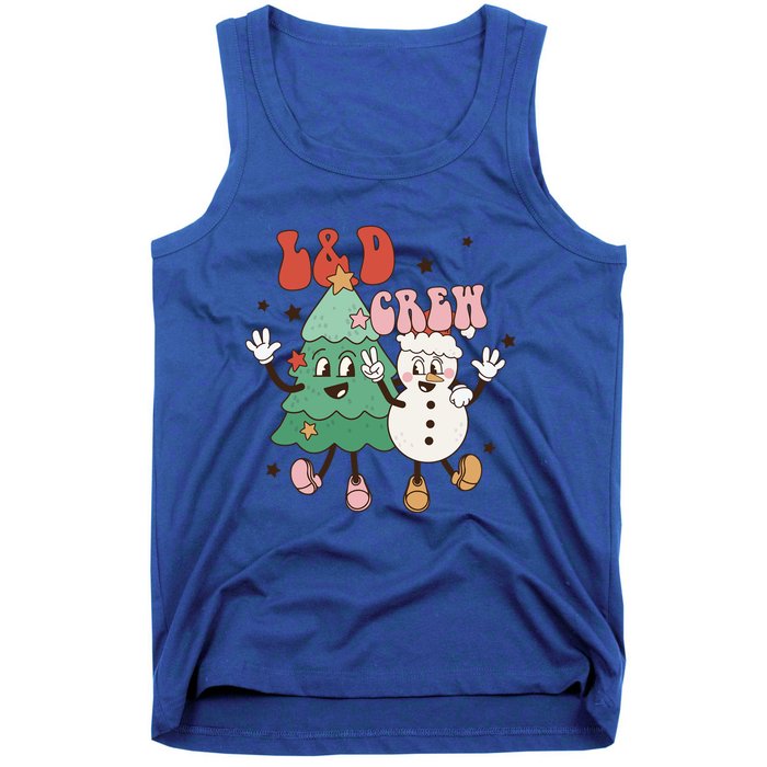 L And D Crew Groovy Retro Christmas L And D Nurse Christmas Tree Cool Gift Tank Top