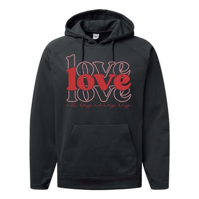 Love All Day Cute Valentines Day Performance Fleece Hoodie