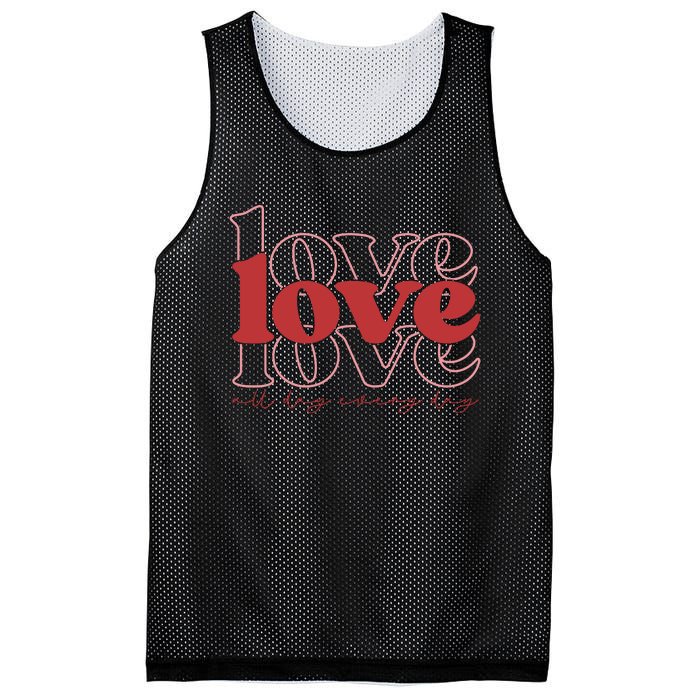 Love All Day Cute Valentines Day Mesh Reversible Basketball Jersey Tank