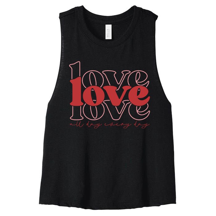 Love All Day Cute Valentines Day Women's Racerback Cropped Tank