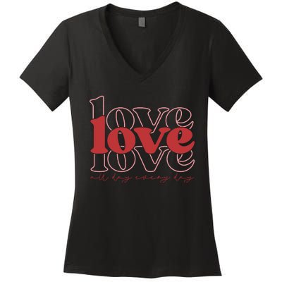 Love All Day Cute Valentines Day Women's V-Neck T-Shirt