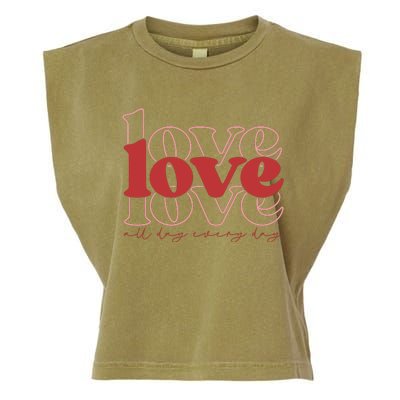 Love All Day Cute Valentines Day Garment-Dyed Women's Muscle Tee