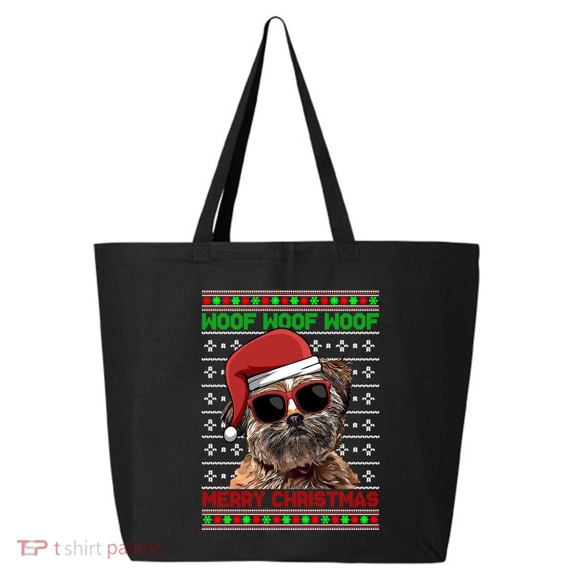 Lhasa Apso Dog Funny Woof Merry Christmas Gift 25L Jumbo Tote
