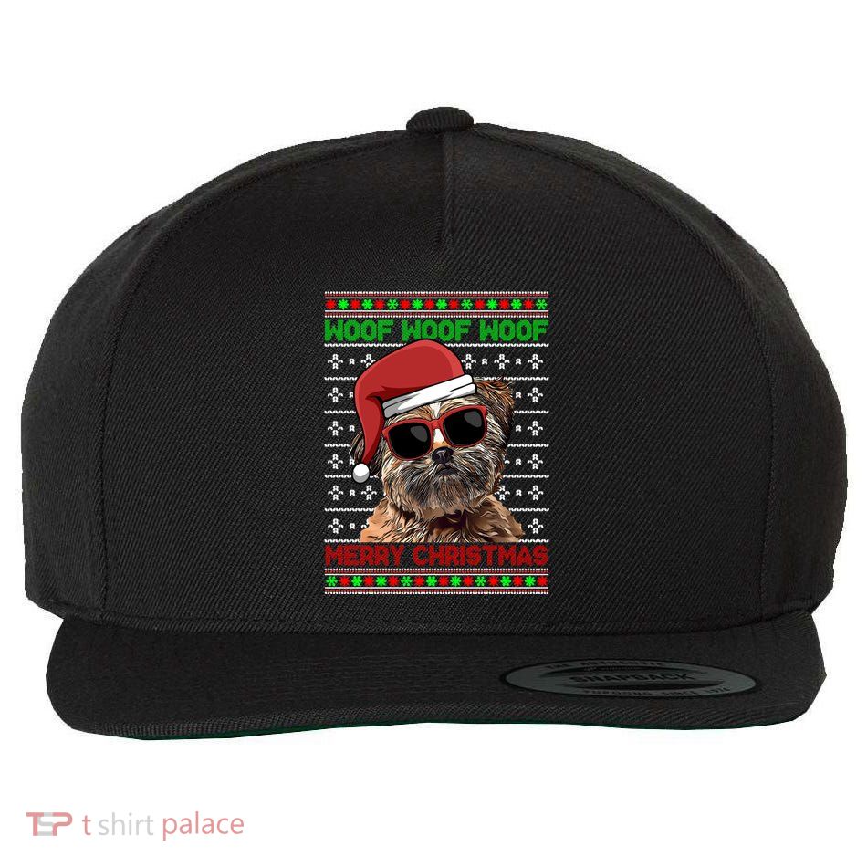Lhasa Apso Dog Funny Woof Merry Christmas Gift Wool Snapback Cap