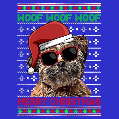 Lhasa Apso Dog Funny Woof Merry Christmas Gift T-Shirt