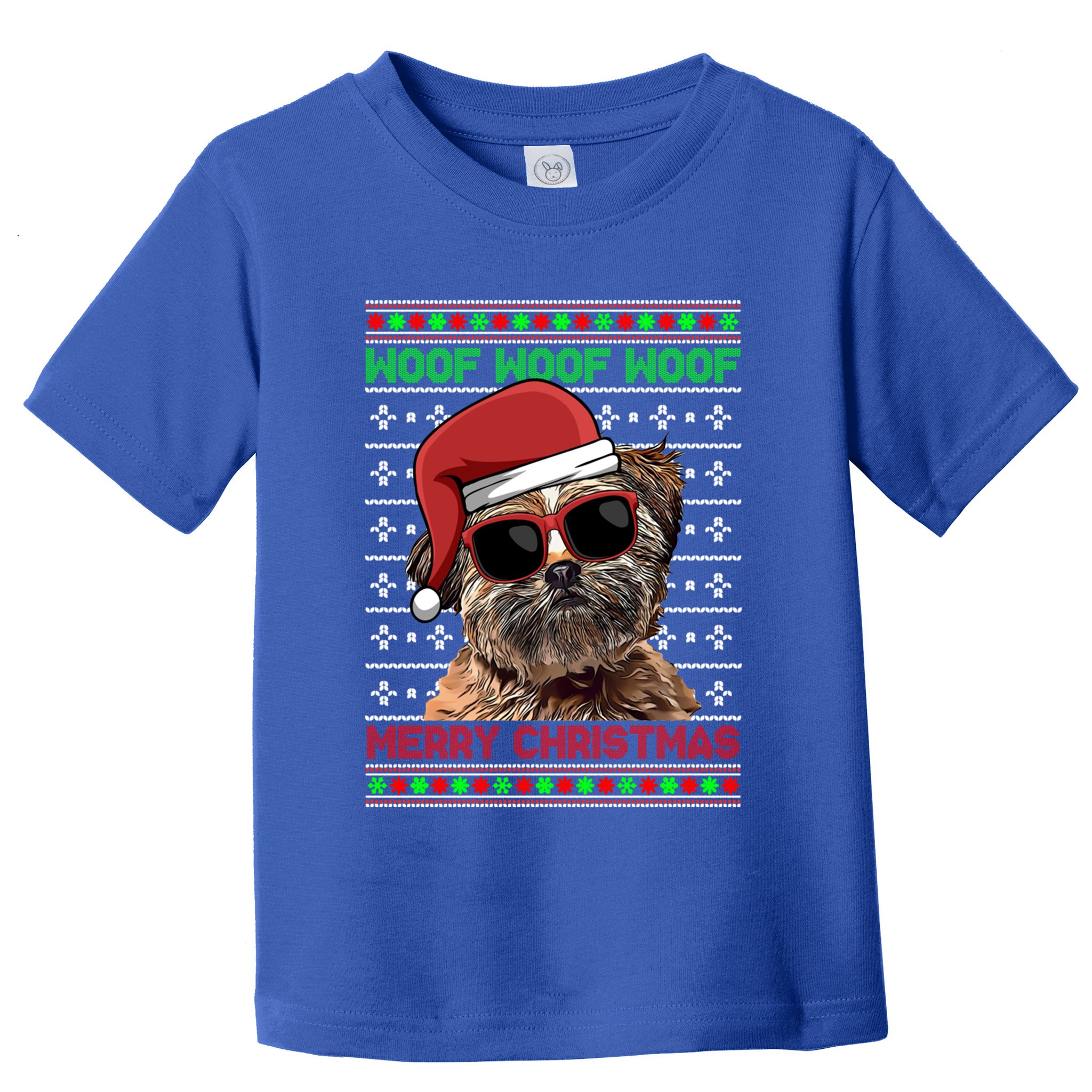 Lhasa Apso Dog Funny Woof Merry Christmas Gift Toddler T-Shirt