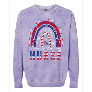 Labor And Delivery Nurse 4th Of July Rainbow Colorblast Crewneck Sweatshirt